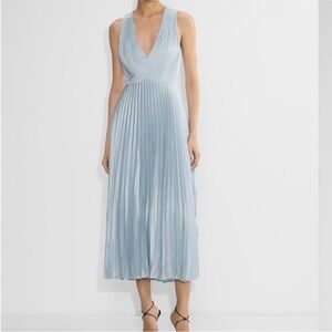 Aritzia Rio Satin Light Blue Pleated Dress